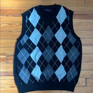 Womens Black and Gray Argyle Sweater Vest